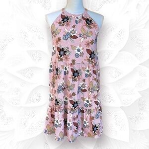 NEW LOFT Sleeveless Halter Sundress Pink & White Floral Print Size XSP